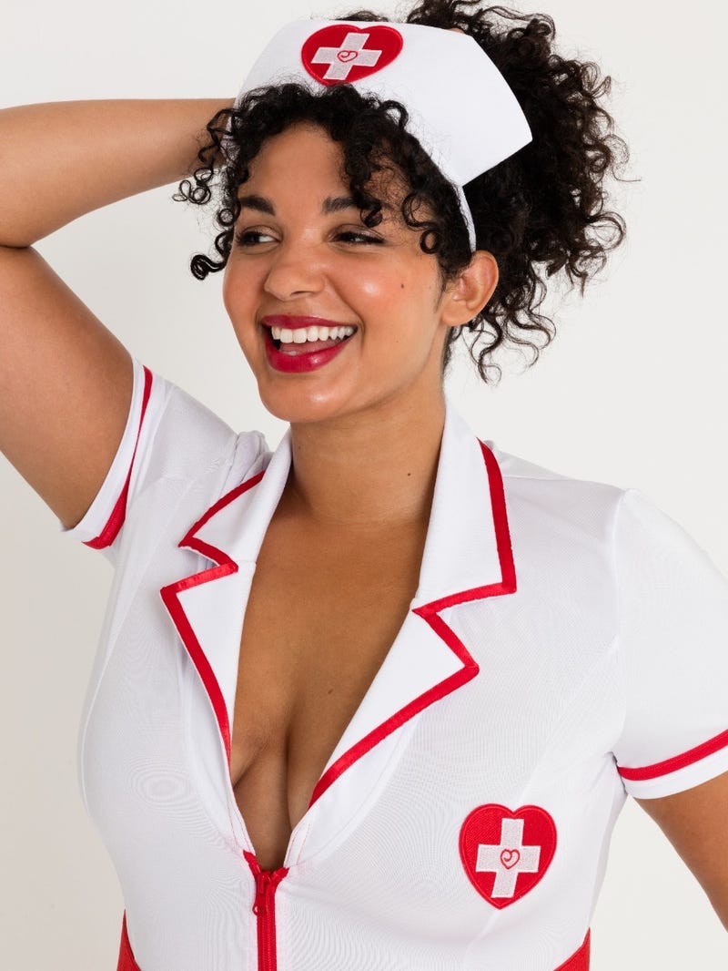 Costume Infirmière Sexy Femme - Ensemble Coquin Robe + Chapeau - Taille Unique XS-S, Idéal Saint-Valentin Ou Soirée Thème