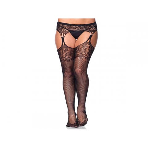 Collant Porte-Jarretelles Résille & Dentelle 