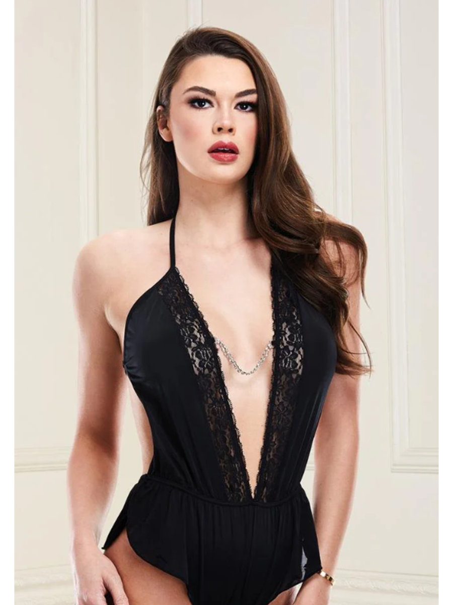 Body Aperto in Raso e Pizzo Nero main product photo