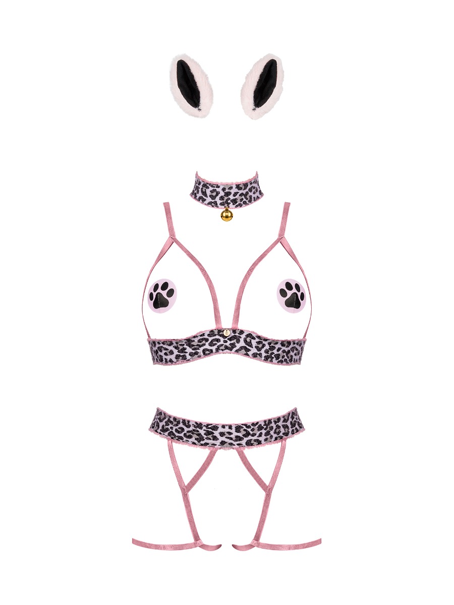 Costume Catriny 5 Piàces Léopard Rose